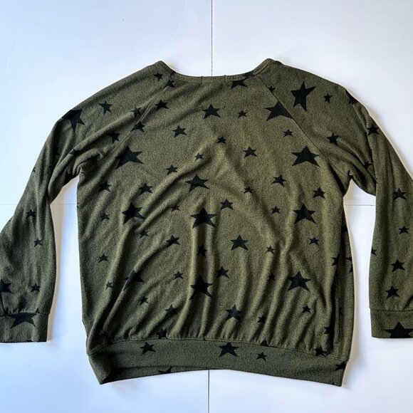 Buffalo David Bitton Sweater Women's XL Green Black Stars Pullover Super Soft - Picture 3 of 10